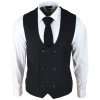 Marco - Men's Double Breasted Scoop Black Waistcoat