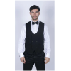 Marco - Men's Double Breasted Scoop Black Waistcoat