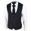 Marco - Men's Double Breasted Scoop Black Waistcoat