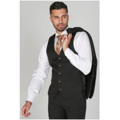 Mayfair- Men's Plain Black Waistcoat