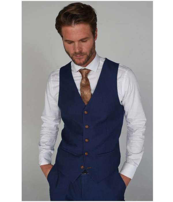 Mayfair- Men's Plain Blue Waistcoat