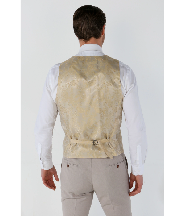 Mayfair - Men's Beige Birdseye Waistcoat