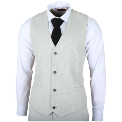 Miller - Men's Grey Checked Tailored Fit Waistcoat