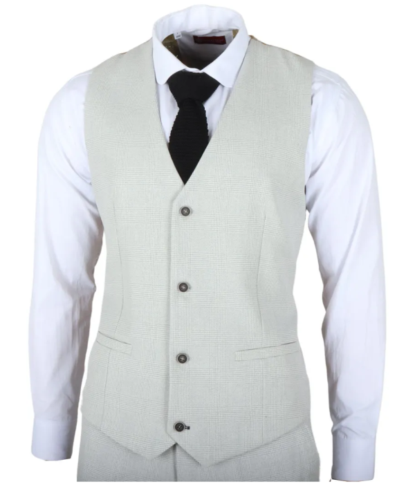 Miller - Men's Grey Checked Tailored Fit Waistcoat