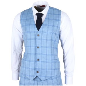 Plowman – Men’s Light Blue Checked Waistcoat