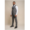 Power - Men's Grey Check Slim Fit Waistcoat