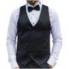 Men's Black Satin Double Breasted Waistcoat Black Tie Dinner Vest