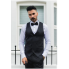 Men's Black Satin Double Breasted Waistcoat Black Tie Dinner Vest