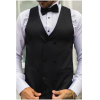 Men's Black Satin Double Breasted Waistcoat Black Tie Dinner Vest