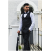 Men's Black Satin Double Breasted Waistcoat Black Tie Dinner Vest