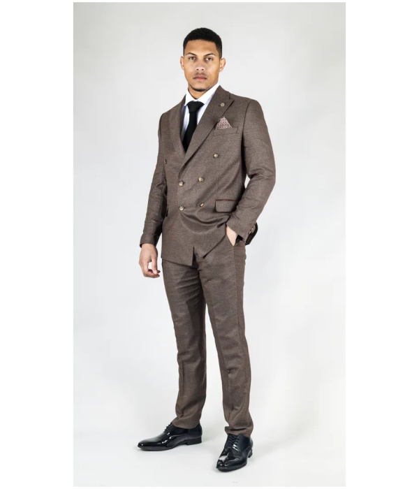 STZ92 - Men's Brown Double Breasted 2 Piece Suit