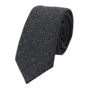 Men’s Tweed Charcoal Tie Hankie Set Classic British Heritage Wool Herringbone