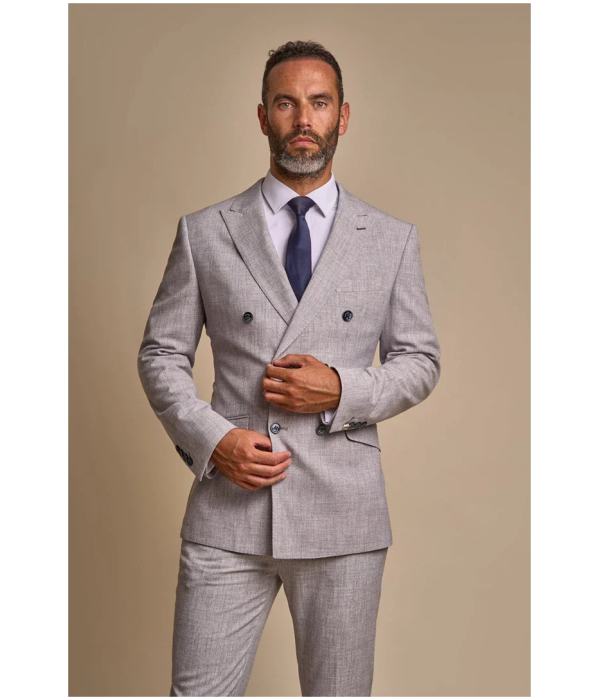 Tokyo - Men's Grey 2 Piece Double Breasted Suit