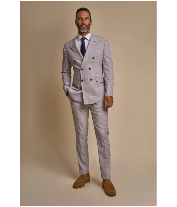 Tokyo - Men's Grey 2 Piece Double Breasted Suit