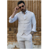 TP-10 - Men's Summer Suit Waistcoat Trousers Linen Formal Cream Beige Wedding