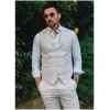 TP-10 - Men's Summer Suit Waistcoat Trousers Linen Formal Cream Beige Wedding