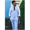 TP-13 - Men's Summer Suit Waistcoat Trousers Linen Formal Baby Blue Wedding