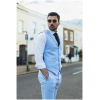 TP-13 - Men's Summer Suit Waistcoat Trousers Linen Formal Baby Blue Wedding