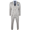 Warwick Men's Beige 3-Piece Checked Suit
