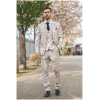 Warwick Men's Beige 3-Piece Checked Suit
