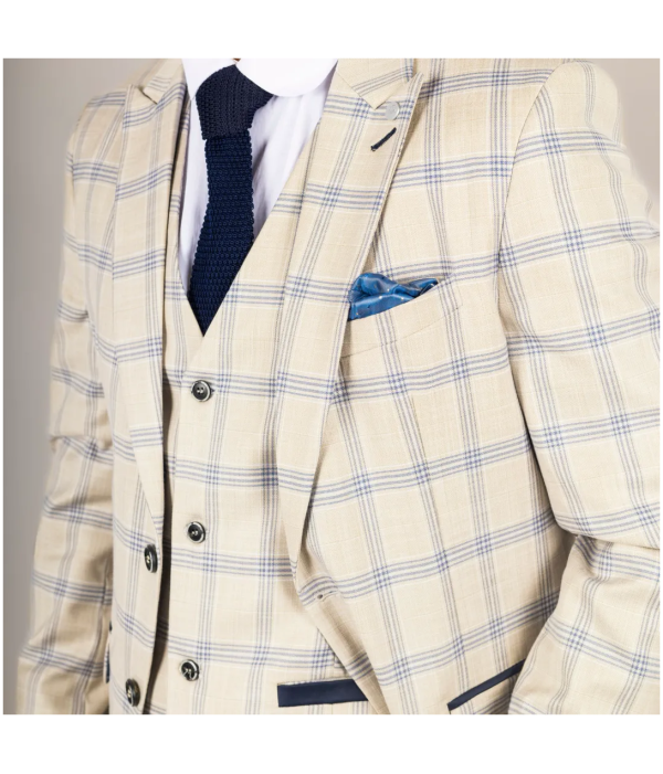 Warwick Men's Beige 3-Piece Checked Suit