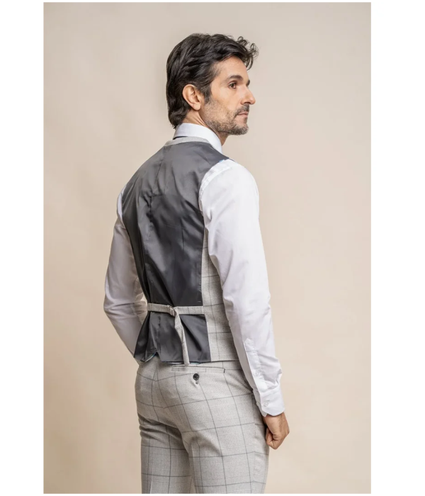 Radika - Men's Light Grey Check Waistcoat