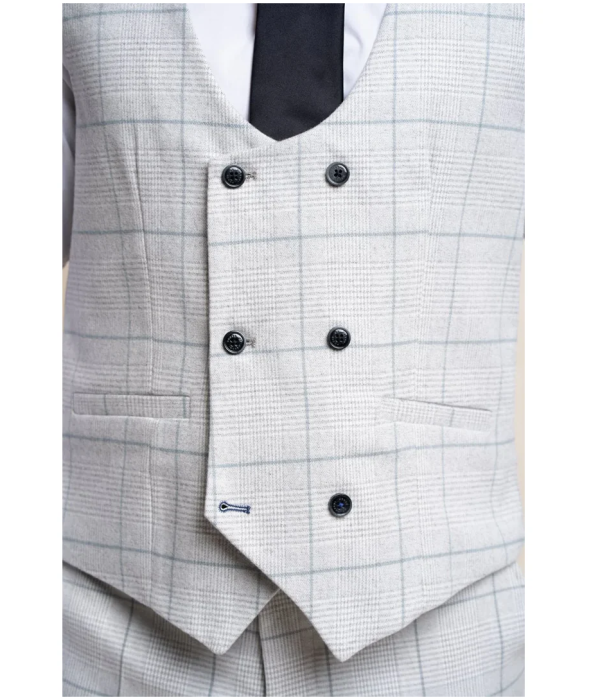 Radika - Men's Light Grey Check Waistcoat