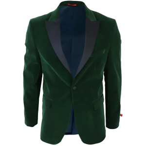 Men’s Green Velvet Tux Blazer Satin Lapels Dinner Wedding Prom Black Tie