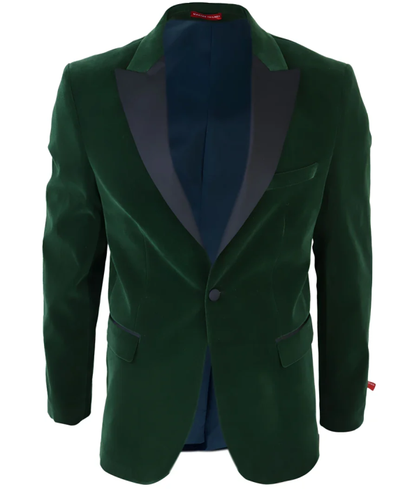 Men's Green Velvet Tux Blazer Satin Lapels Dinner Wedding Prom Black Tie