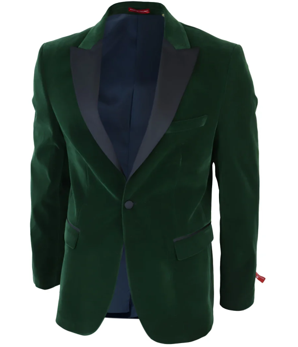 Men's Green Velvet Tux Blazer Satin Lapels Dinner Wedding Prom Black Tie