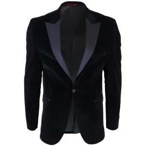 Men’s Black Velvet Tux Blazer Satin Lapels Dinner Wedding Prom Black Tie