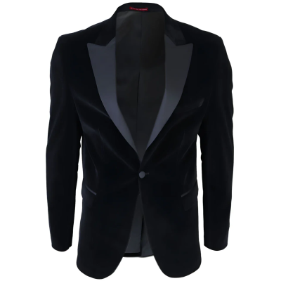 Men's Black Velvet Tux Blazer Satin Lapels Dinner Wedding Prom Black Tie