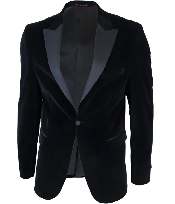 Men's Black Velvet Tux Blazer Satin Lapels Dinner Wedding Prom Black Tie