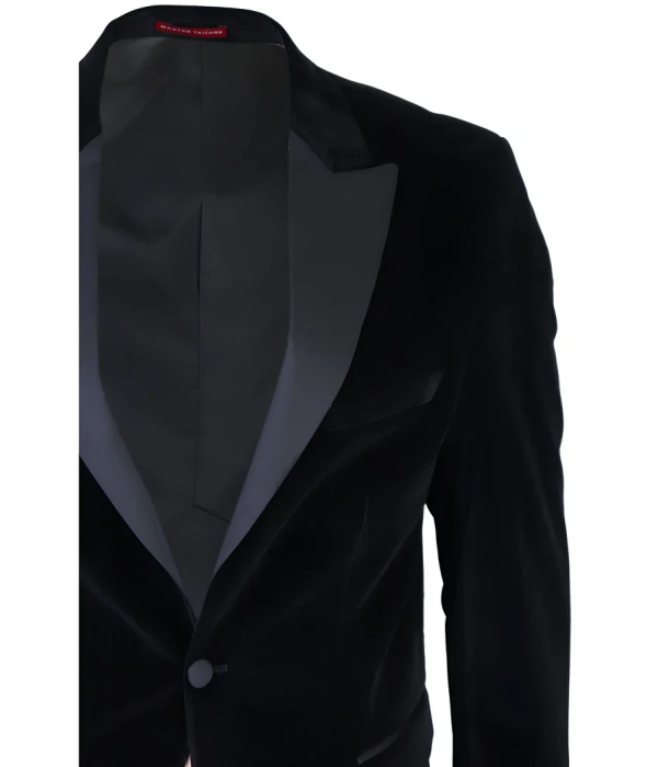 Men's Black Velvet Tux Blazer Satin Lapels Dinner Wedding Prom Black Tie