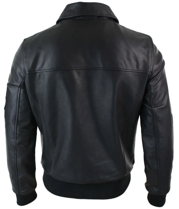 Men's Leather Harrington Black Bomber Classic Pilot Jacket