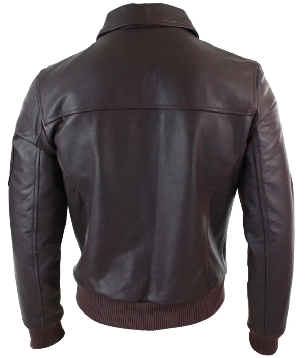 Men's Leather Harrington Burgundy Bomber Classic Pilot Jacket