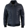 Men's Leather Harrington Navy Bomber Classic Pilot Jacket