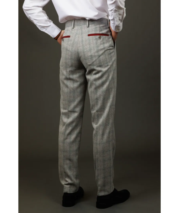 Andrew - Men's Grey Checked Trousers