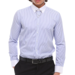 Men's Stripe Button Down Poplin Shirt With Bar & Chain Formal Classic - XXL