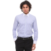 Men's Stripe Button Down Poplin Shirt With Bar & Chain Formal Classic