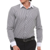 Men's Button Down Stripe Dress Shirt Formal Classic Collar - Black