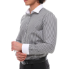 Men's Button Down Stripe Dress Shirt Formal Classic Collar - Black