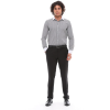 Men's Button Down Stripe Dress Shirt Formal Classic Collar - Black