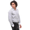 Men's Button Down Stripe Dress Shirt Formal Classic Collar - Grey