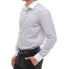 Men's Button Down Stripe Dress Shirt Formal Classic Collar - Grey