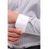 Men's Button Down Stripe Dress Shirt Formal Classic Collar - Grey