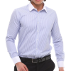Men's Button Down Stripe Dress Shirt Formal Classic Collar - Blue
