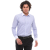 Men's Button Down Stripe Dress Shirt Formal Classic Collar - Blue