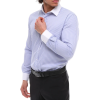 Men's Button Down Stripe Dress Shirt Formal Classic Collar - Blue