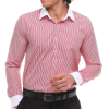 Men's Button Down Stripe Dress Shirt Formal Classic Collar - Red